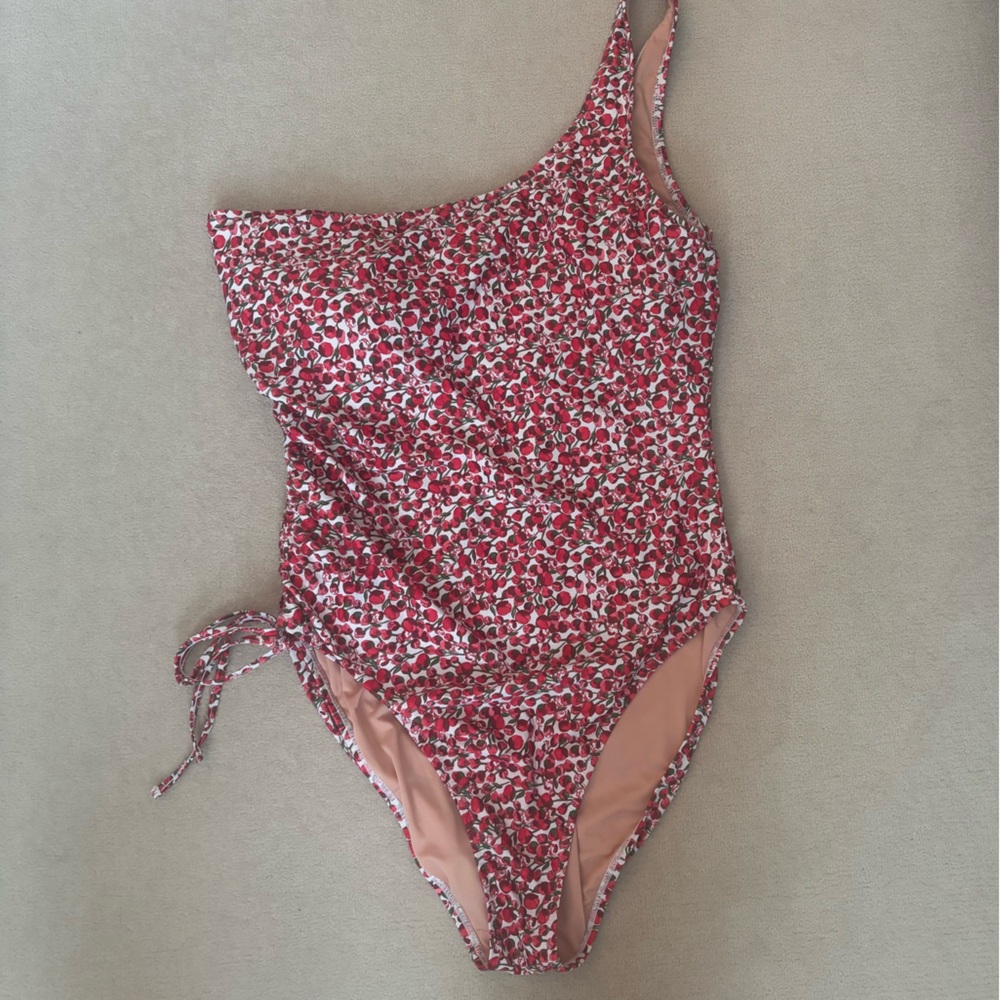 J. Crew Red and White One Piece Swimsuit